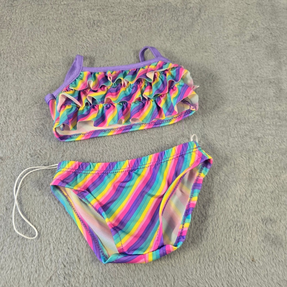 Build-A-Bear Workshop Rainbow Stripe Ruffle Bikini 2pc Plush Outfit Tail Hole